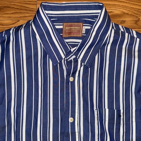 Scotch & Soda Navy and White Striped Shirt - Picture 2 of 5